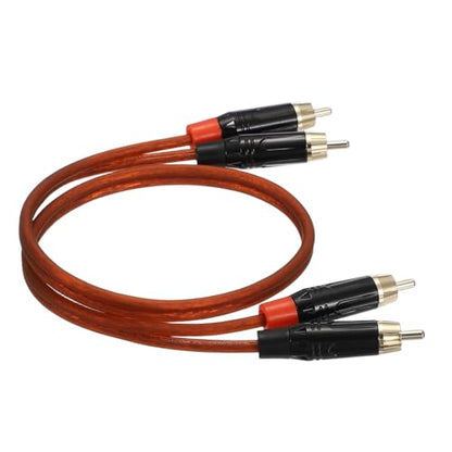 MECCANIXITY 2RCA Male to 2RCA Male Audio Stereo Cable, 1.6 ft RCA Subwoofer Cable with Gold Plated Plugs for Home Theater, HDTV, Amplifiers, Speakers, Red Brown Cable Black Shell - color: Red Brown/Black, size: 1.6 ft