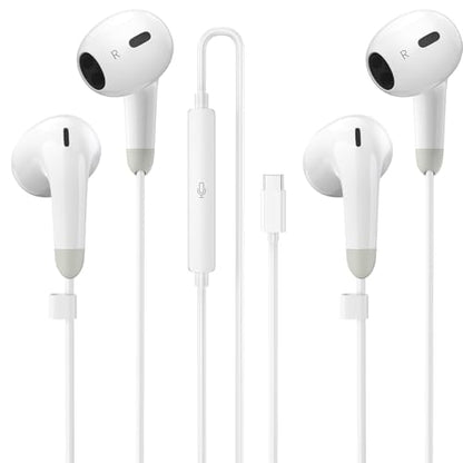 USB C Headphones for iPhone 17 16 15 Pro Max, 2 Pack Wired Earbuds USB C Wired Headphones with Microphone & Remote, Noise Isolating Earphones for iPad Pro/iPad Air, Galaxy S25 S24 S23 Ultra