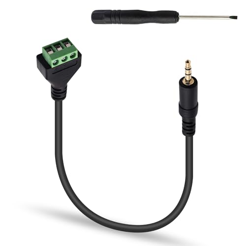 Poyiccot 3.5mm Screw Terminal Connector Cable, 3.5mm(1/8inch) Stereo Audio Balanced Male Jack to AV 3 Pin Screw Terminal Adapter Cable 30cm(1/8inch TRS)
