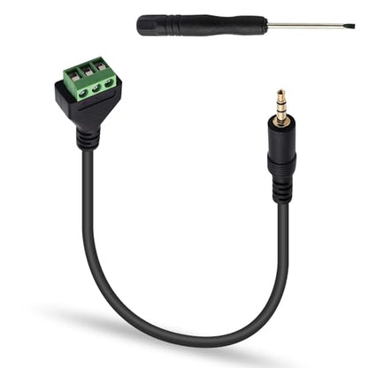 Poyiccot 3.5mm Screw Terminal Connector Cable, 3.5mm(1/8inch) Stereo Audio Balanced Male Jack to AV 3 Pin Screw Terminal Adapter Cable 30cm(1/8inch TRS)