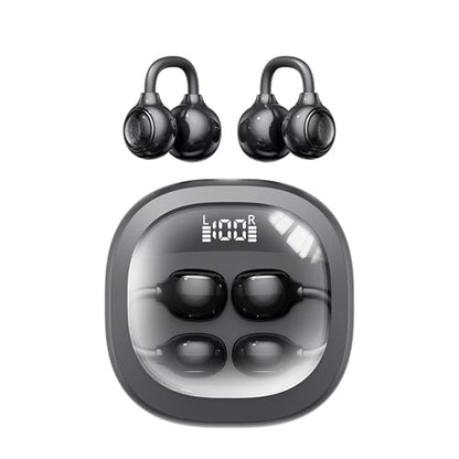 Open Ear Earbuds Open Ear Headphones Wireless Bluetooth 35Hrs Playtime Stereo Sound Ear Buds Wireless Charging Case Digital Display Open Earbuds for Running, Workout, Travel, and Daily Use (Black) - color: Black