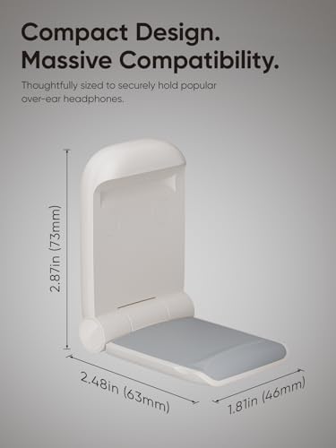 MAMUVIMO Headphone Stand, 2 Pack Headset Stand Foldable, Headphone Holder Hook Mount with Non-Slip Silicone, Adhesive Earphone Desk Hanger Clip Space-Saving for Airpods Max, All Earphones - Starlight - color: Starlight, size: 2 Pack
