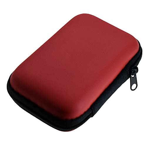 Portable Storage Hard Case Bag Holder Pouch Earphone Carrying Case for SD TF Card Earphone Headphone Earbuds iPod Bluetooth Headset and Charging Cable (Red) - color: Red