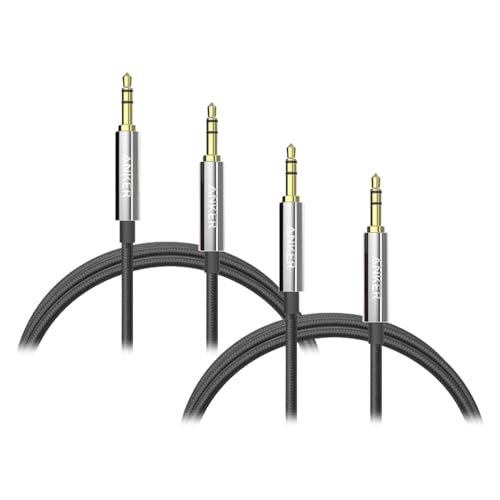Anker Powerline 3.5mm Audio Cable 4ft, Premium Aux Cord with Gold-Plated Connectors, Tangle-Free Durable Stereo Cable for Car, Headphones, Speakers, and Home Audio - 2-Pack