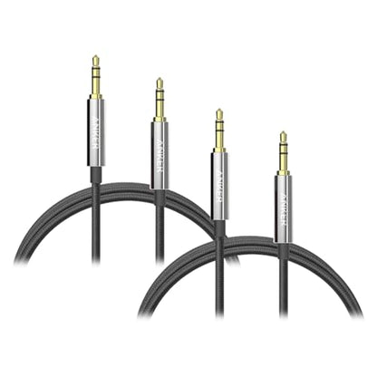 Anker Powerline 3.5mm Audio Cable 4ft, Premium Aux Cord with Gold-Plated Connectors, Tangle-Free Durable Stereo Cable for Car, Headphones, Speakers, and Home Audio - 2-Pack