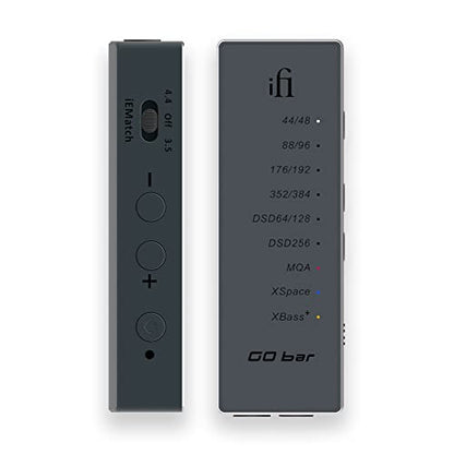 iFi GO bar - Portable DAC/Headphone Amp Featuring - Hi-Res PCM 384kHz/DSD256 - Analogue XBass+ and XSpace Processing