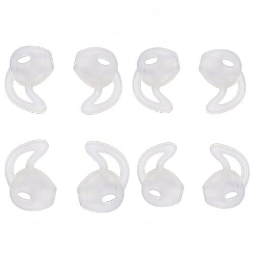 Ear Gel for iPhone EarPods, Anti-Slip Soft Silicone Replacement Earbud Tips, 4 Pairs Sport Ear Hooks Covers for iPhone 7/6s/6 Plus/5s/5c/SE,Clear Ear Buds Tips for Wired Earphone