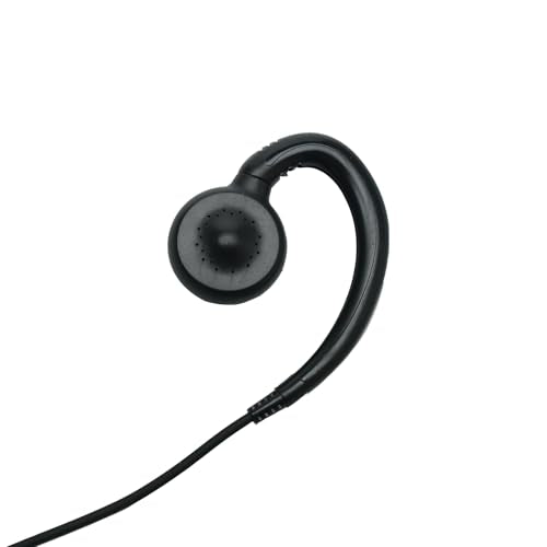 10-Pack C-Shape Earpiece Compatible with Motorola CP200D | 10-Pack, swivel C-hook ear hang, in-line PTT mic, M1 2-pin; Compatible with Motorola CLS1110 CP185 RDM2070D BPR40 DTR410