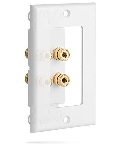 Fosmon Two Speaker Home Theater Banana Binding Post Coupler Wall Plate - size: 1 Pack