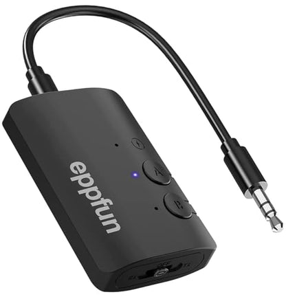 Bluetooth 5.2 Transmitter Receiver, Noise Cancelling 3.5mm AUX Bluetooth Car Adapter, Aptx Adaptive/HD Audio, Wireless HiFi Audio Receiver for Home Stereo/Headphones/TV/Car/Airplane
