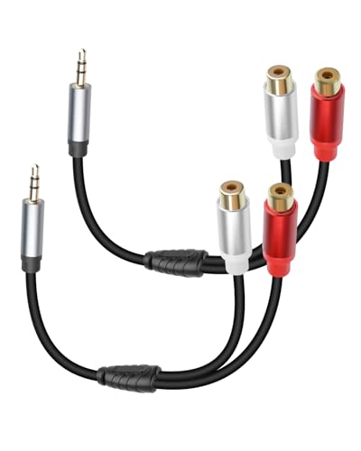 GELRHONR 3.5mm to 2 RCA Audio Cable 1FT, Short 1/8 Aux Male to 2RCA Female Adapter Cable for Smartphone, Tablet, MP3, HDTV and More, 2Pack (3.5mm M to RCA F) - color: 3.5mm M to RCA F