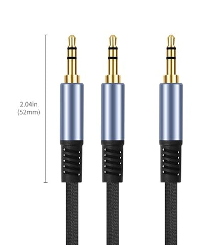 1/8" TRS Stereo Splitter Cable 3.3FT(Splitter 20cm), Male to Dual Male, 3.5mm Y-Splitter Stereo Cable, for Speakers, Headphone, Cell Phone PC Laptop, Perfect for Switching or Two Sets of Speakers - size: 3.3FT