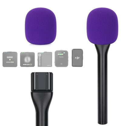 YOUSHARES Handheld Adaptor with Foam Cover, Compatible with Rode and DJI Wireless Microphones for Interviews (Purple Foam)