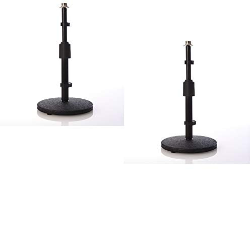 LyxPro DKS-1 Desktop Microphone Stand, Adjustable Height and Weighted Base, 3/8 Inch - 5/8 Inch Adaptor (Pack of 2) - size: Desk Stand 2 Pack