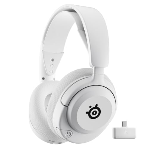 SteelSeries Arctis Nova 5 Wireless Multi-System Gaming Headset — White — Neodymium Magnetic Drivers — 100+ Audio Presets — 60 HR Battery — 2.4GHz or BT — Gen2.X Mic — PC, PS5, PS4, Switch, Mobile - color: White, style: PC