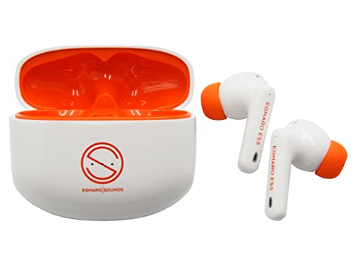 EGNARO ES5 True Wireless Stereo Earbuds Earphones, Bluetooth 5.1, Active Noise Cancelling, Touch Controls with Microphone and IPX4 Water Resistance, Color White