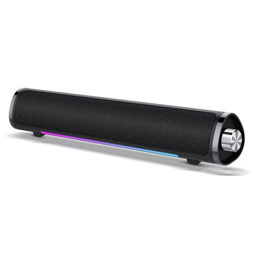 aowoka Computer Speakers, USB Powered PC Speakers, Hi-Fi Stereo Computer Sound Bar with Bluetooth & 3.5mm Aux, Computer Desktop Speaker with Multifunctional Knob，Gaming Speakers for pc, Laptop