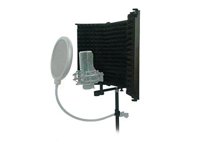Microphone Isolation Shield, Foldable Mic Shield with Triple Sound Insulation, Reflection Filter with 3/8" and 5/8" Mic Threaded Mount
