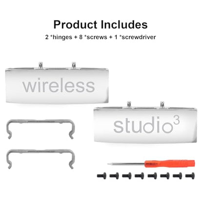 Studio 3 Hinge Headband Connector Replacement Metal Repair Parts Compatible with Beats Studio 3.0 Wireless Over-Ear Headphones Repair Kit (Sliver) - color: Sliver