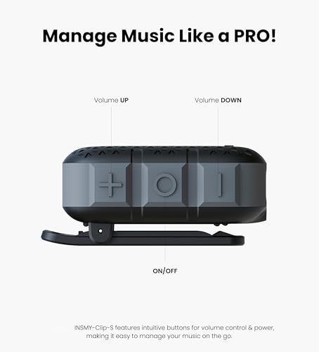 INSMY Wearable Bluetooth Speakers IP67 Waterproof Clip On Small Speaker | Portable Personal Speakers,Clean Sound,Stereo Pair,Wireless,ENC Built-in Mic,Lightweight for Golf Work Pool Gift (Black) - color: Black