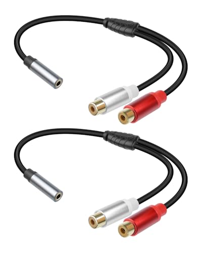 GELRHONR 3.5mm to 2 RCA Audio Cable 1FT, Short 1/8 Aux Female to 2RCA Female Adapter Cable for Smartphone, Tablet, MP3, HDTV and More, 2Pack (3.5mm F to RCA F) - color: 3.5mm F to RCA F