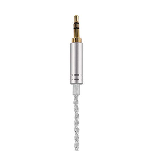 MMCX Connector Silver Plated Pure Copper Earphone Cable for SE215 SE535 SE846, Replacement Detachable Headphone Cable with 3.5mm Plug for High - Fidelity Audio (Silver Straight) - size: silver straight