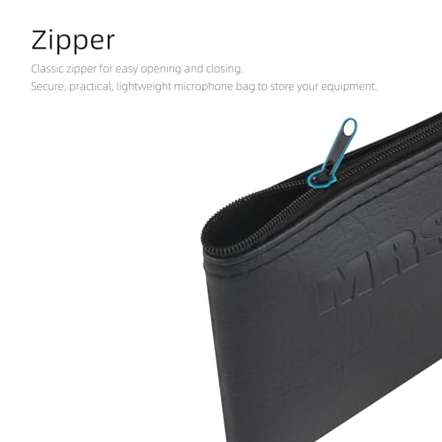 Microphone Bag, Black Zipper Pouch Fits for Wired, Wireless Microphone, Shockproof Vocal Mic Protector, Mic Accessories Storage Bag, Easy Carry 11.4"x4.72" (1 Pcs)