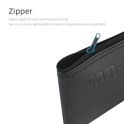 Microphone Bag, Black Zipper Pouch Fits for Wired, Wireless Microphone, Shockproof Vocal Mic Protector, Mic Accessories Storage Bag, Easy Carry 11.4"x4.72" (1 Pcs)