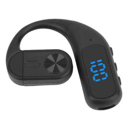 Zopsc Wireless Earpiece, Bluetooth Single Ear Hook Headset, Noise Canceling Mic, Digital Display Hands Free Earpiece for Driving Office, Black - color: Black