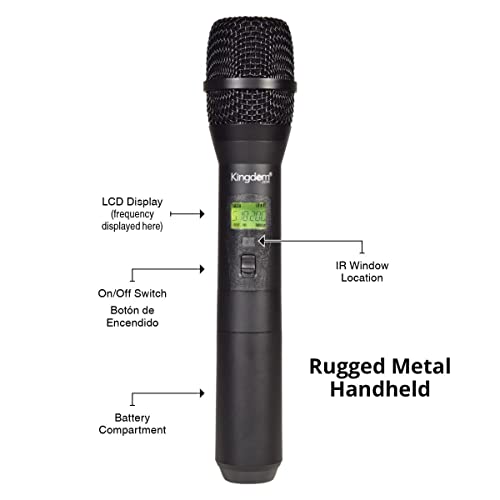 Kingdom SYSV52 1000 Channel UHF 4 Handheld V5 Wireless Microphone System with Individual Volume Control and is Designed for Operation Within 200 Feet of The Receiver - style: 4 Handheld Mic