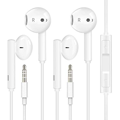 2 Pack Wired Earbuds in-Ear Headphones, Wired Headphones with 3.5mm Earphones[MFi Certified] with Microphone Volume Control Compatible with iPhone,iPad,iPod,Computer,Android Most 3.5mm Audio Devices