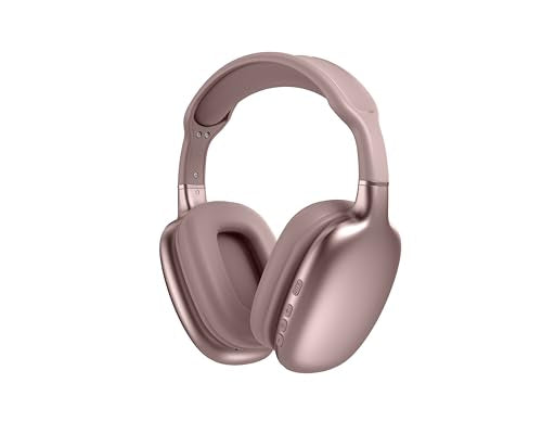 TJ Home Essentials Active Noise Cancellation Bluetooth Over Ear Headphones Leather Wireless Headset Wired Built-in MIC 24H Playtime High Res Audio Travel/Work/Students/Running/Gym((Pink) - color: Pink