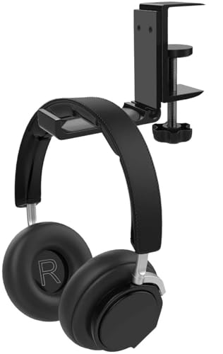 Foldable Headphone Stand Hanger Holder, Aluminum Headset Stand Clamp Hook Under Desk Space Saving Mount, Universal Fit for All Gaming Headsets, Black