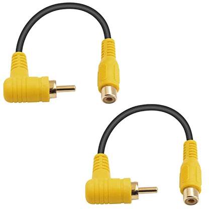 Duttek Short RCA Extension Cable 6in/15cm, 90 Degree RCA Subwoofer Cable, RCA Male to Female Audio Cable Supports Shielded Digital Analogue, for HDTV, DVD, Amplifiers 2 Pack - size: 6in/15cm, style: 90 Degree RCA Male to Female