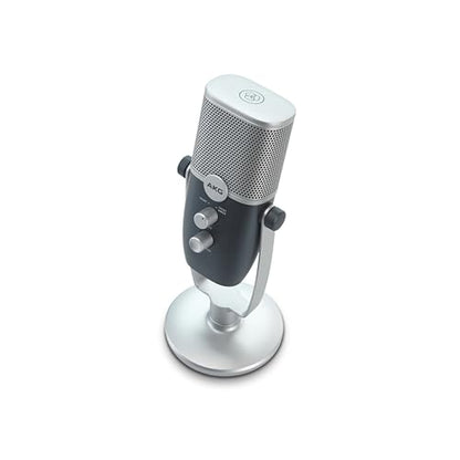 AKG Pro Audio Ara Professional USB-C Condenser Microphone, Dual Pattern Audio Capture Modes for Podcasting, Video Blogging, Gaming and Streaming, Blue & Silver | Dual-pattern USB condenser microphone with 24-bit/96kHz audio for podcasting, gaming and musi