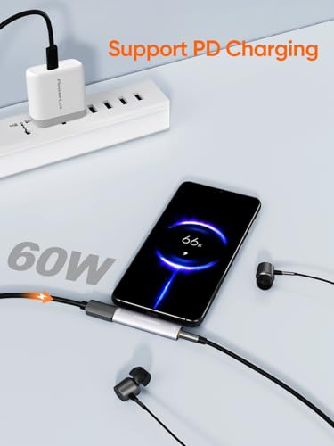 CableCreation USB C to 3.5mm Headphone and Charger Adapter,2 in 1 Charger | Type C to 3.5mm Audio Hi-Res with PD Fast Charge, USB C to Aux Dongle for iPhone 16 15 Pro Max,Galaxy 24+,Pixel,iPad - style: USB C+3.5mm Audio+60W USB C Charging