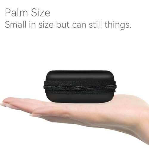 1 Pc Black Mini-Portable Hard Shell Earbuds Case, Round Earphone Carrying Case Storage Bag, Hard EVA Earphone Cases Cell Phone Accessories Organizer for Earphones Earbud