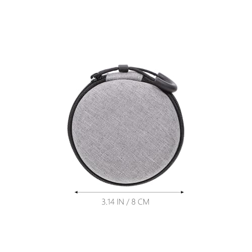 Portable Earphone Bag and Data Cable Carrying Case for Wired Earbuds, Rounded Nylon Storage Pouch with Zipper, Gray Travel Key and Coin Organizer for Electronics