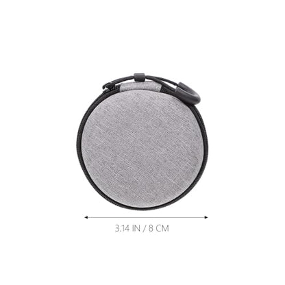 Portable Earphone Bag and Data Cable Carrying Case for Wired Earbuds, Rounded Nylon Storage Pouch with Zipper, Gray Travel Key and Coin Organizer for Electronics