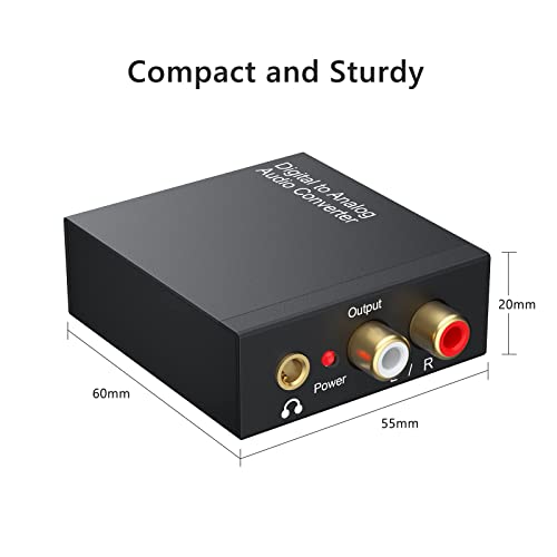 Digital to Analog Audio Converter 192KHz, DAC Digital SPDIF Coaxial Optical Convert to L/R RCA, Toslink Optical to 3.5mm Jack Audio Adapter for PS4 HD DVD Home Cinema Systems