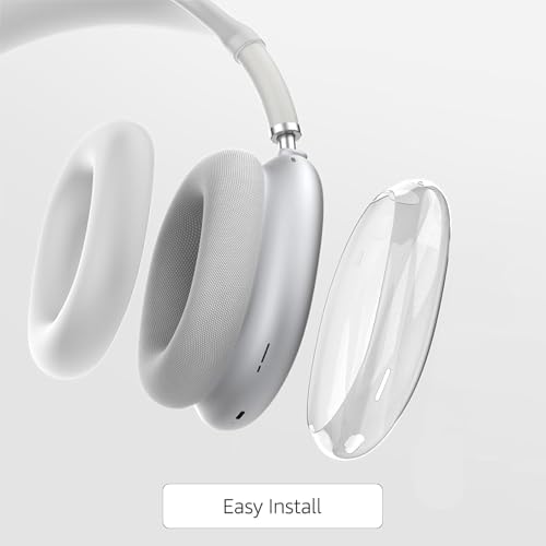 MOLOPPO 3 in 1 Case Cover Compatible with AirPods Max 2/1 2024/2020, White | Anti-scratch Clear Soft TPU Ear Cups /Silicone Ear Pad Case /Headband Cover for AirPods Max, Transparent Accessories for Max - color: A1-Clear+White