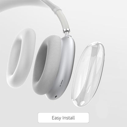 MOLOPPO 3 in 1 Case Cover Compatible with AirPods Max 2/1 2024/2020, White | Anti-scratch Clear Soft TPU Ear Cups /Silicone Ear Pad Case /Headband Cover for AirPods Max, Transparent Accessories for Max - color: A1-Clear+White