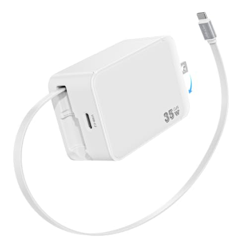 Retractable iPhone Charger Fast Charging,35W Retractable iPhone Charger,2in1 Charging Adapter,Travel Essentials Foldable Block Plug USB C Cable Cord for iPhone 17/17E/17 Pro Max/16 Plus/16 Pro Max/15