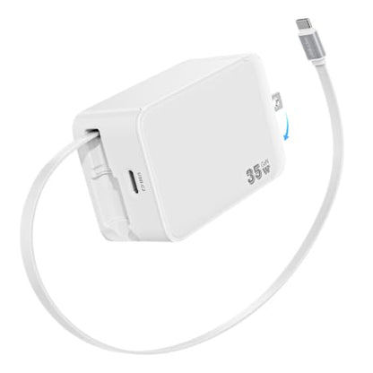 Retractable iPhone Charger Fast Charging,35W Retractable iPhone Charger,2in1 Charging Adapter,Travel Essentials Foldable Block Plug USB C Cable Cord for iPhone 17/17E/17 Pro Max/16 Plus/16 Pro Max/15