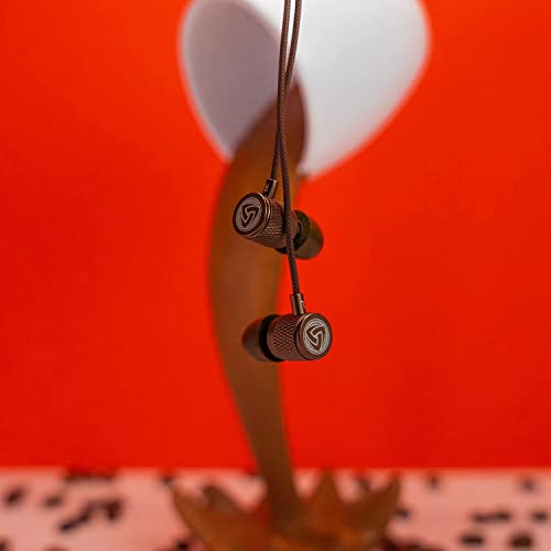 LUDOS Ultra Wired Earbuds in-Ear Headphones, 5 Years Warranty, Earphones with Microphone, Noise Isolating Ear Buds, Memory Foam for iPhone, Samsung, School Students, Kids, Women, Small Ears - Brown - color: Brown, style: 3.5 mm