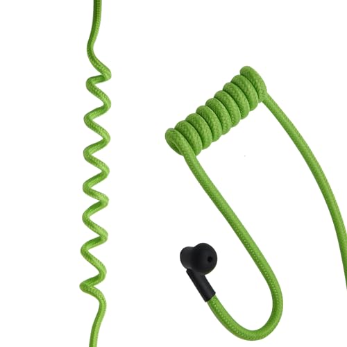 Replacement Braided Nylon Surveillance Acoustic Coil Tube for Radio Earpiece Moisture Resistant Fiber Mesh Colorful Accessories (Green-1) - color: Green-1