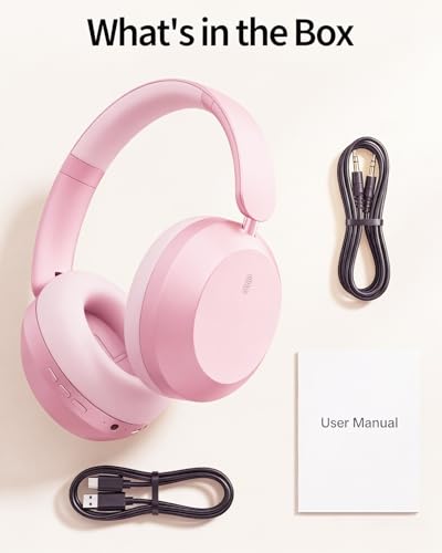 Wentronic Y05 Wireless Bluetooth Headphone, Noise Cancelling, Pink | Wireless Over-Ear Headphones, Hi-Res Audio, 48H Playtime, Built-in Mic, Comfort & Connectivity, Works with iOS, Android & PC - color: Pink