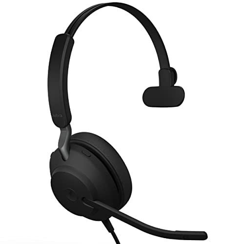 Jabra Evolve2 40 UC Wired Headphones, USB-C, Mono, Black – Telework Headset for Calls and Music, Enhanced All-Day Comfort, Passive Noise Cancelling Headphones, UC-Optimized with USB-C Connection - size: Unified Communications, style: Mono (USB-C)