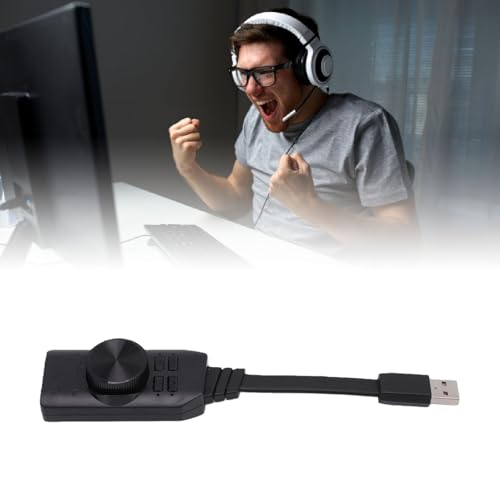USB Sound Card, 7.1 Surround Sound Adapter External Stereo Audio Jack Converter for PC Laptop Desktop Headphone Mic with Volume Control Mute