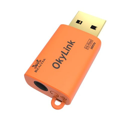 OkyLink USB to 3.5mm Audio Adapter, 96kHz Hi-Res DAC, Plug and Play,1-Pack | External Sound Card, TRRS 4-Pole, Realtek DAC Chip, Compatible with PS5/PS4, Windows, Mac - size: 1 Pack